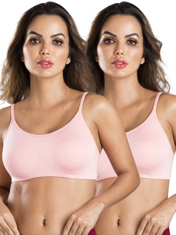 Sonari Beginner Cami Bra for Women's and Girl's |Modal Fabric Thin Strips Non-Padded Non-Wired Full Coverage Bra Pack of 2
