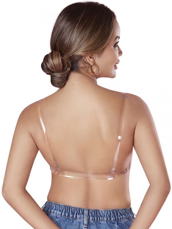 Sonari Backeye For Women's |Lightly Padded Non-Wired 3/4th Coverage Multiway Backless T-Shirt Bra with Transparent Straps & Band