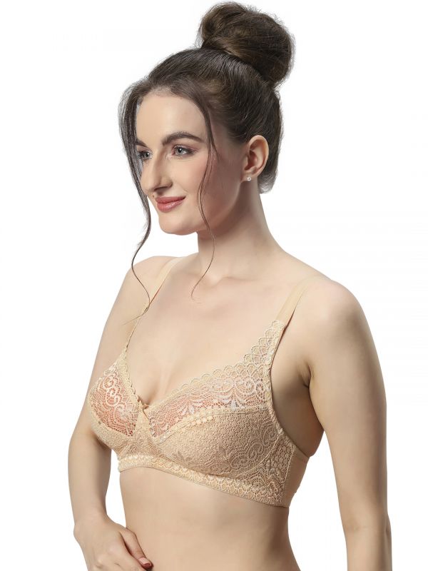Sonari C-9 Women's Lace Non-Padded Non-Wired Seamed T-Shirt Bra Pack of 2